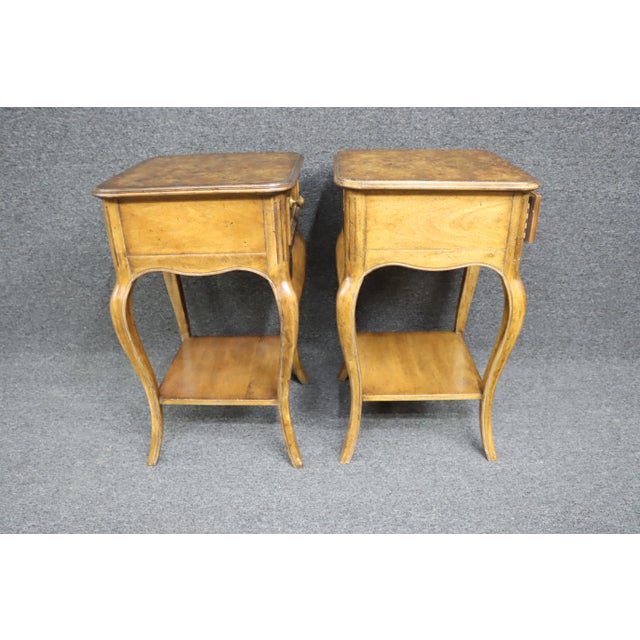 Brown Stanley Furniture Cherry & Burlwood Top Nightstands/Pair For Sale - Image 8 of 11