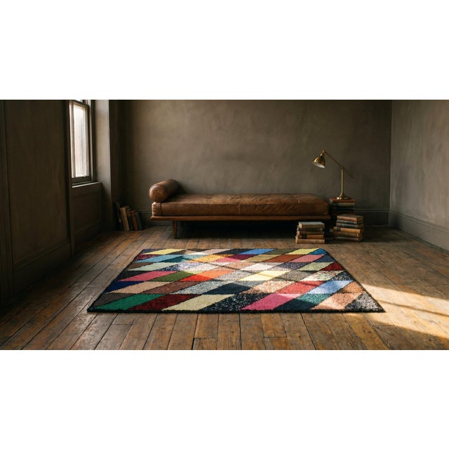 Superb Light and Vibrant Color With Symmetrical Design Vintage American Hooked Rug For Sale - Image 9 of 9