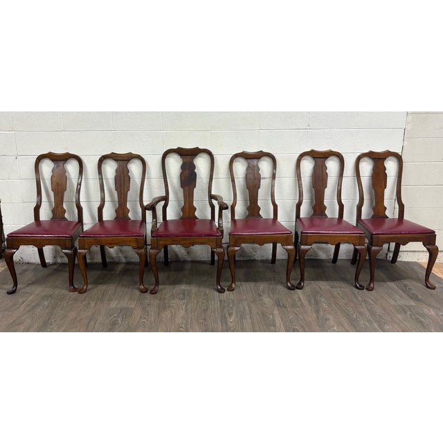 Queen Anne Vintage Pennsylvania House Solid Cherry Dining Chairs - Set of 6 For Sale - Image 3 of 13