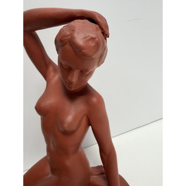 Vintage Modern Terracotta Nude Female Sculpture 8” Matte Ceramic Figure 210 For Sale In Los Angeles - Image 6 of 7