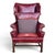 English Vintage Burgundy Leather Wingback Chair With Brass Nailhead Trim by Baker For Sale - Image 3 of 18