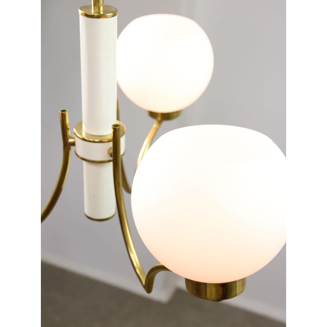 Mid-Century Italian Brass and Opaline Chandelier For Sale - Image 14 of 16