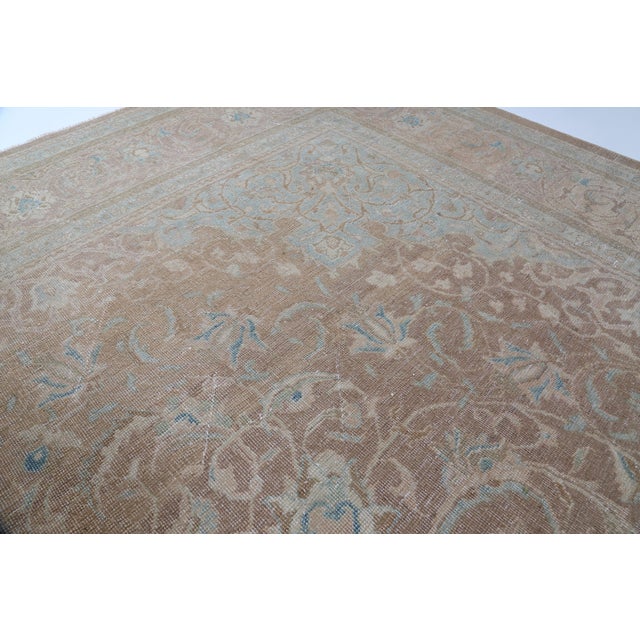 Vintage Hand-Knotted Tribal Rug – Soft Earth Tones & Floral Medallion - 9' 9'' X 13' 2'' For Sale In Tampa - Image 6 of 11