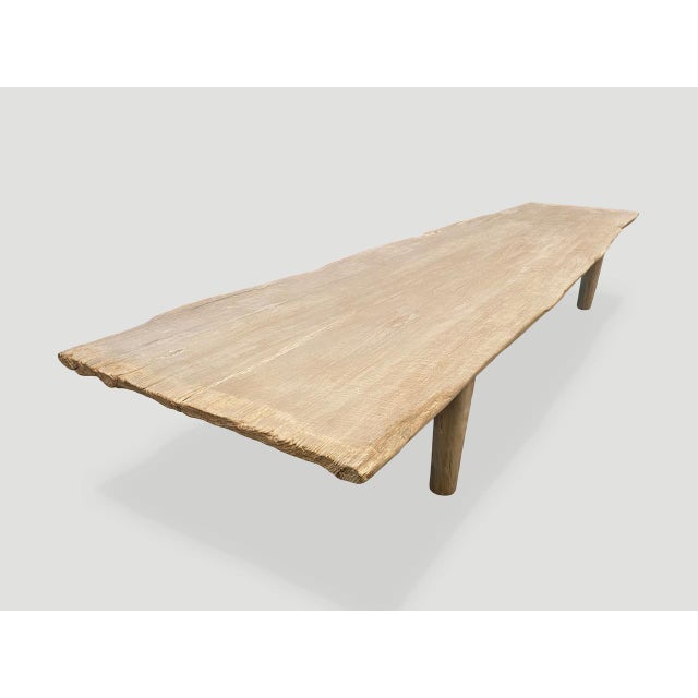 Andrianna Shamaris White Washed Live Edge Teak Wood Coffee Table or Bench For Sale - Image 18 of 18