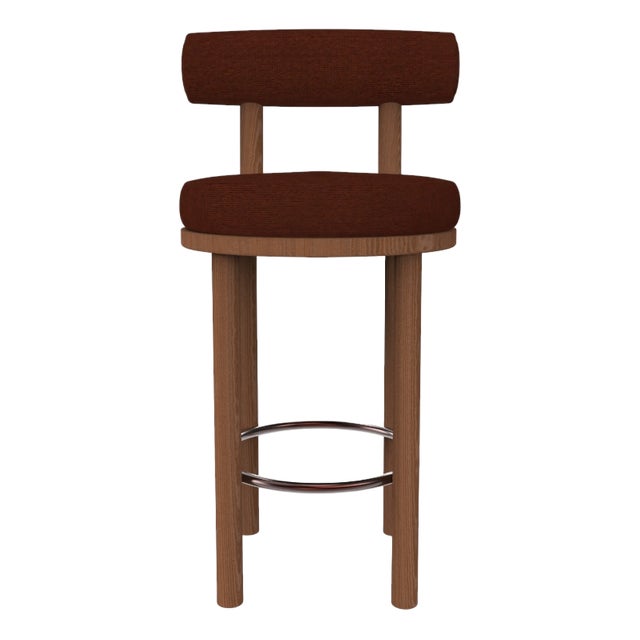 Collector Modern Moca Bar Chair in Wood Fabric and Smoked Oak by Studio Rig For Sale