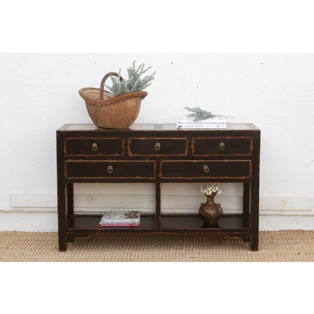 20th Century Black Lacquer Stone Top Console For Sale - Image 13 of 13