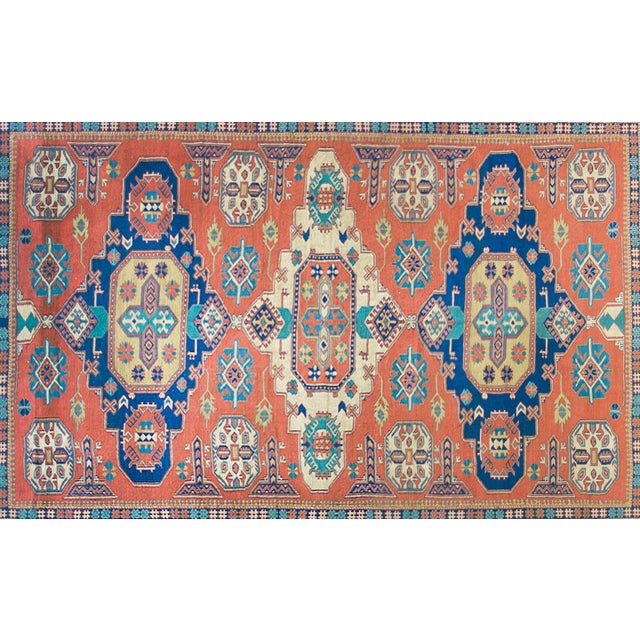 Salmon Vintage Persian Soumak Rug For Sale - Image 8 of 15