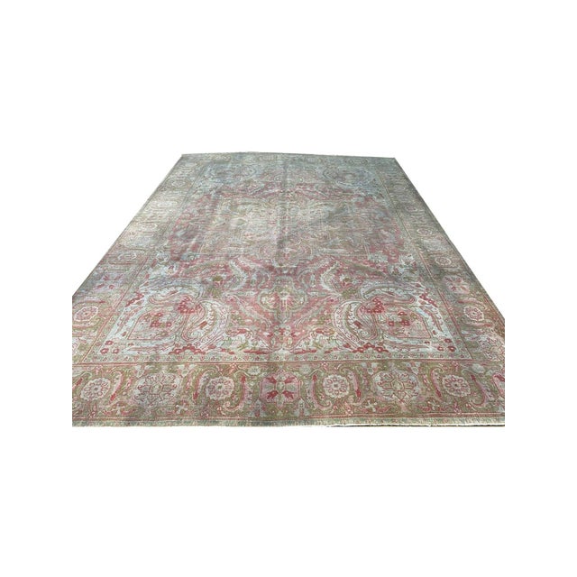 Vintage Handwoven Persian Heriz Area Rug 10x13 For Sale - Image 4 of 10