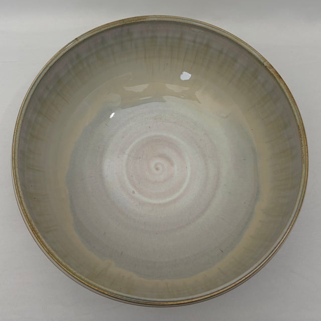 Cream Vintage Don Herron Signed Studio Pottery Bowl – Texas Art Pottery For Sale - Image 8 of 10