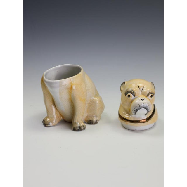 Seated Pug Tobacco Jar from Staffordshire Pottery, 1900 For Sale - Image 4 of 18
