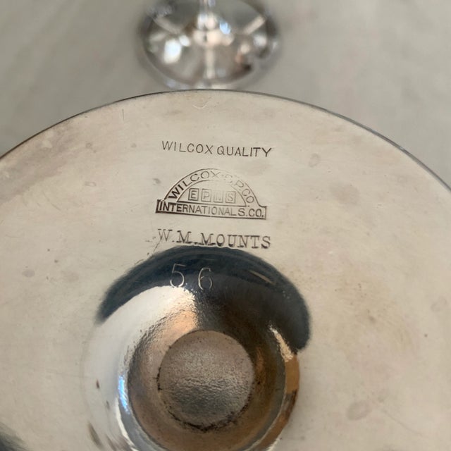 1930s Early 20th Century Wilcox Silver-Plate Cocktail Glasses With "H" Monogram - Set of 6 For Sale - Image 5 of 8
