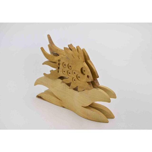 Small hand carved wooden sculpture realizd by Fernando Codognotto in 2024. Engraved signature and year. Excellent...