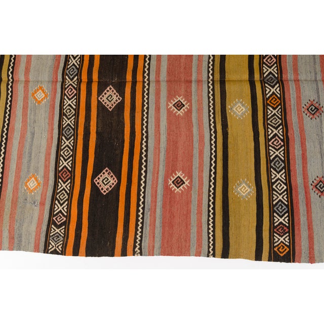 Mid 20th Century Geometric Medallion Flatweave Kilim For Sale - Image 10 of 10