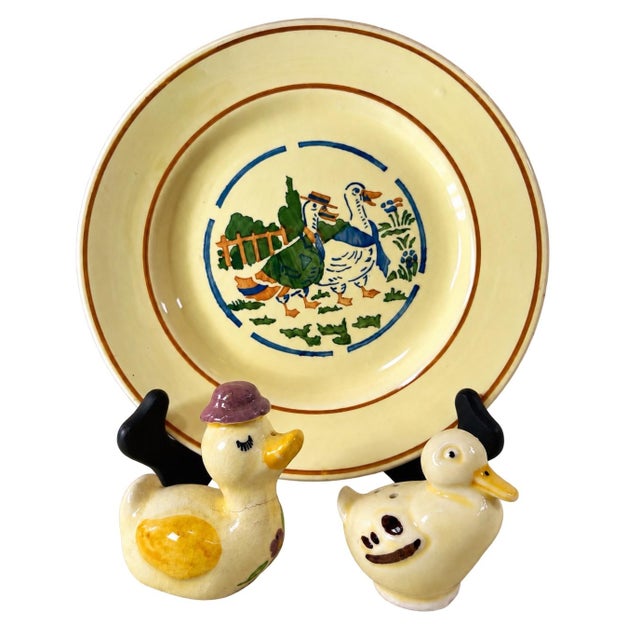 Vintage European Duck Collection, German Schramberg Plate & English Shakers For Sale - Image 9 of 11