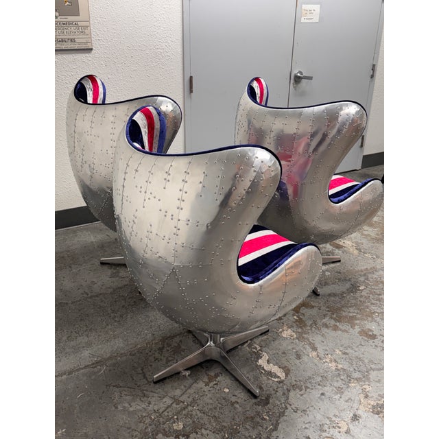 English Acme Furniture Brancaster Union Jack Egg Chairs, Set of Three For Sale - Image 3 of 12