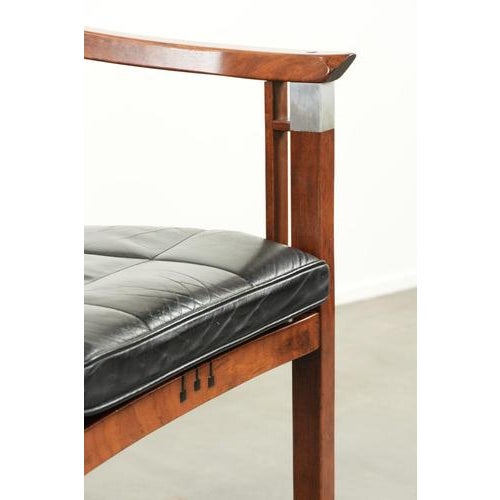 Art Deco Desk Chair in Black Leather For Sale - Image 12 of 16