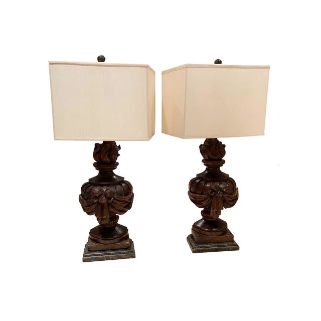 Wood 18th Century Architectural Fragments Made Into Lamps - a Pair For Sale - Image 7 of 7