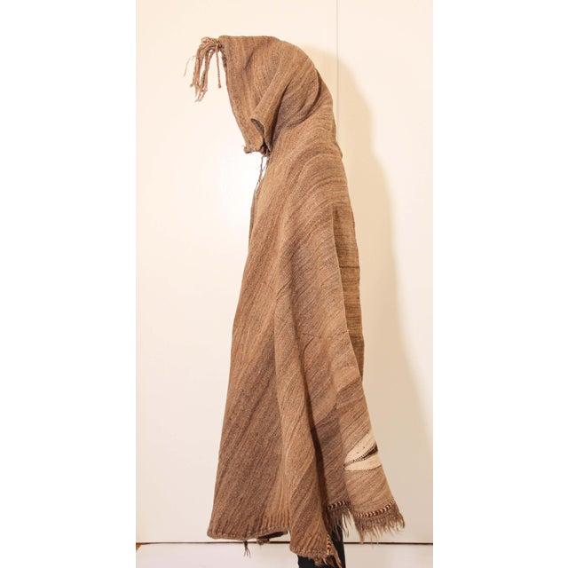 1950s Moroccan Burnous Wool Cape by Berber Tribes, Hand-Woven Art For Sale - Image 9 of 13