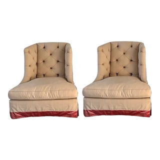Ebanista Tufted Lounge Chairs- a Pair For Sale