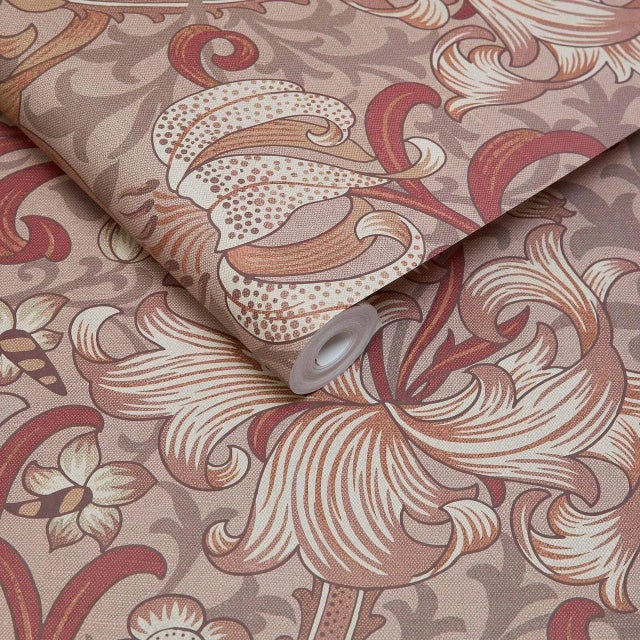 English GOLDEN LILY Wallpaper - Tourmaline Sample For Sale - Image 3 of 3