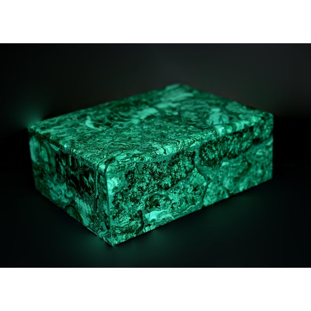 Rare Huge Natural Malachite Box 8" For Sale - Image 10 of 12