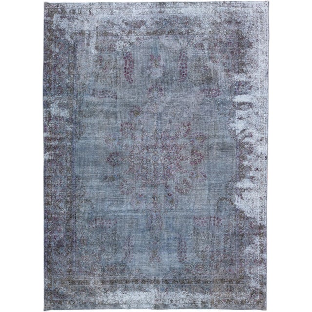 Vintage Persian Overdyed Handmade Medallion Blue Wool Rug For Sale - Image 11 of 11
