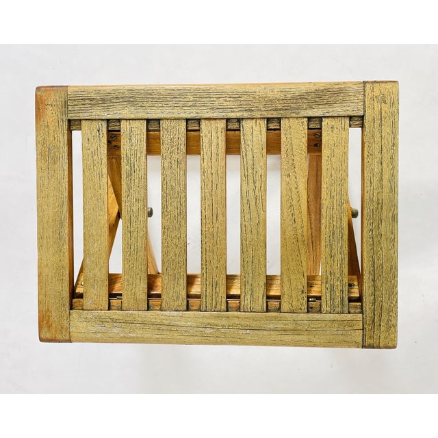 Vintage Folding Teak Slatted Stool by Summit Furniture, Outdoor or Indoor Seat For Sale - Image 16 of 16