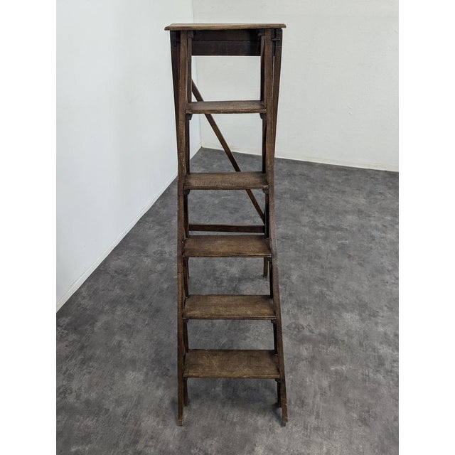 Library Stepladder in Wood For Sale - Image 3 of 5