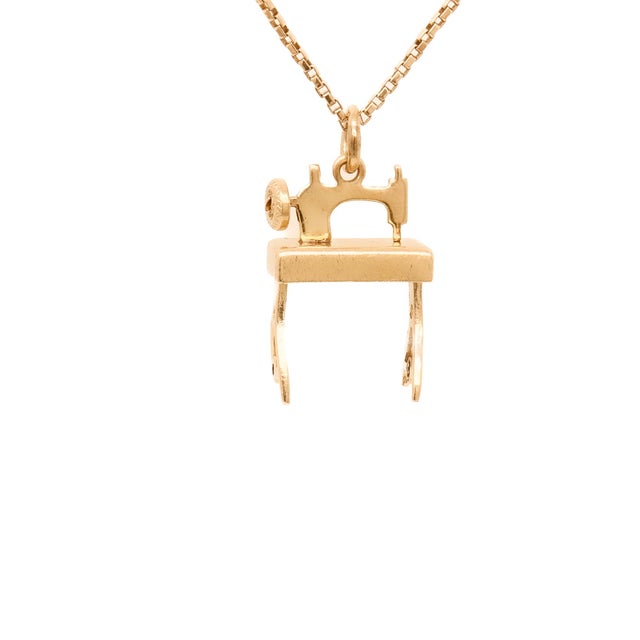 Vintage 14k Gold Figural Sewing Machine and Table Charm For Sale - Image 12 of 12