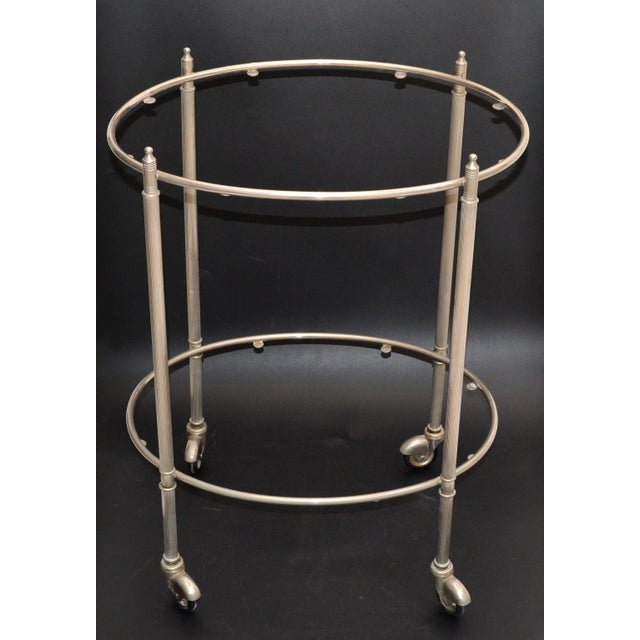 Metal Silvered Bronze Bar Cart by Maison Lancel Pais France Mid-Century Modern 1955 For Sale - Image 7 of 13