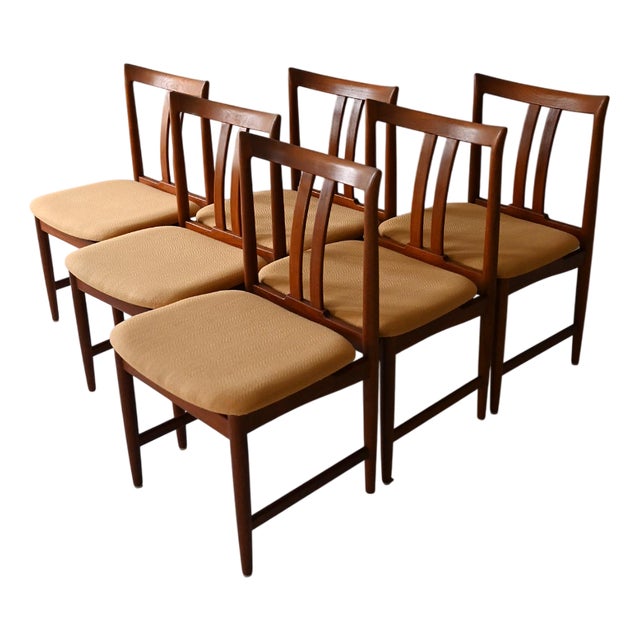 Scandinavian Teak Chairs with Yellow Seats, 1950s, Set of 6 For Sale