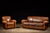 Animal Skin Vintage Leather Club Sofa in Brown For Sale - Image 7 of 7