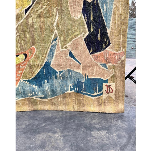 Textile Monumental Vintage Figurative Wool Tapestry For Sale - Image 7 of 12