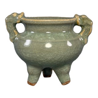 Antique Chinese Longquan Celadon Tripod Censer For Sale