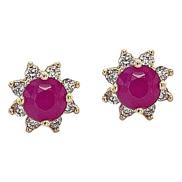 Natural Ruby Diamond Earrings 14k Gold 1.25 TCW Certified For Sale