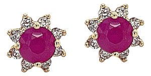 Natural Ruby Diamond Earrings 14k Gold 1.25 TCW Certified