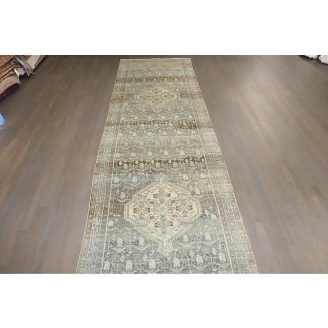 Early 20th Century Antique Zabihi Collection Long Gray Green Persian Malayer Runner - 3'7" x 20' For Sale - Image 5 of 10