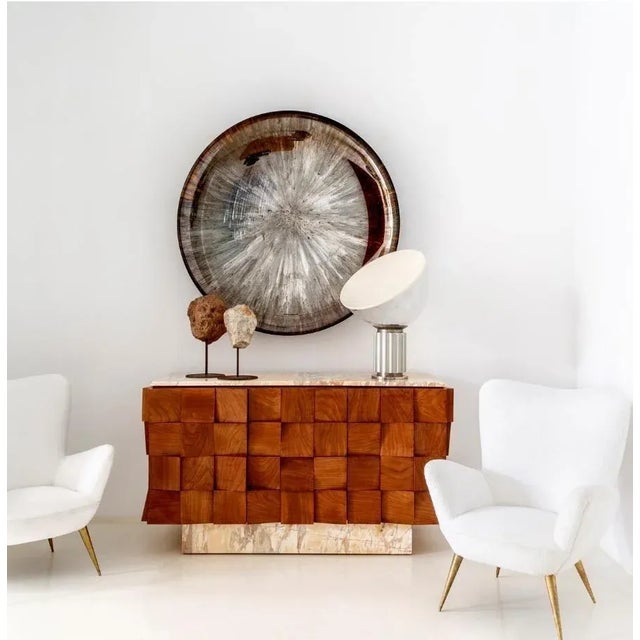 Mid-Century Italian Modern Style Siena Marble & Solid Birchwood Sideboard For Sale - Image 15 of 18