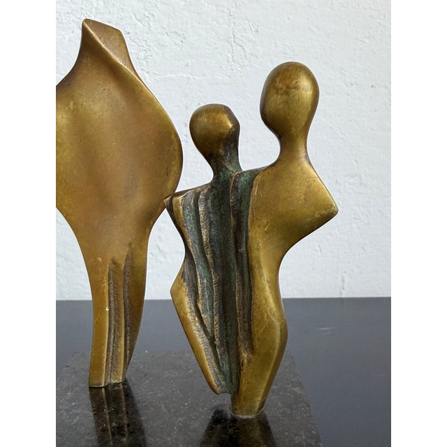 Modern Abstract Geometric Bronze Sculpture on Black Granite Base, Brazil 1980s For Sale - Image 11 of 12