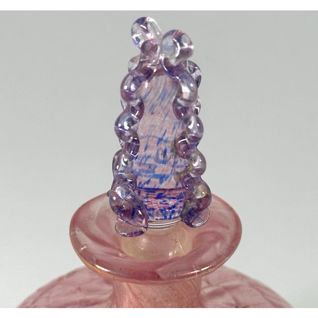 Antique Iridescent Crackle Glass with Applied Rigaree Footed Stopper Perfume Bottle for your consideration. The bottle...