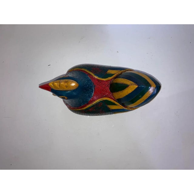 Early 20th Century Northern Thailand Painted Wood Rooster With Interior Cavity For Sale - Image 16 of 16