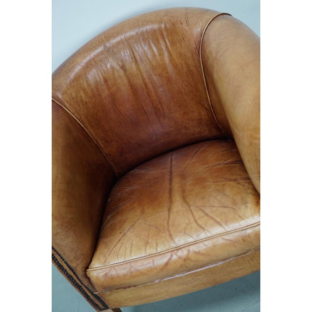 Vintage Dutch Cognac Leather Club Chair For Sale - Image 12 of 15
