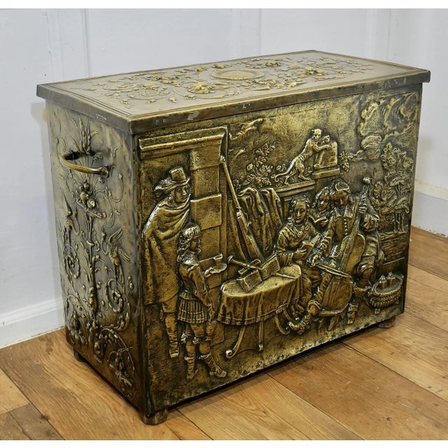 Early Heavily Embossed Brass Box For Sale - Image 9 of 10