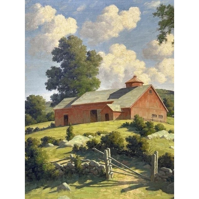 American 1960s Red Barn in Summer by Bertram George Breustle For Sale - Image 3 of 10