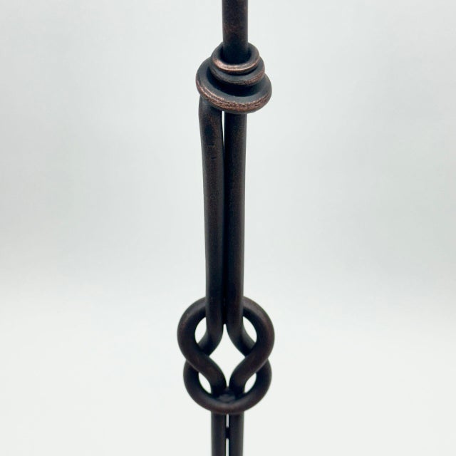 Hand Forged Iron Floor Candelabra (110cm) Hercules Knot Double Stem – Antique Copper or Gold Finish For Sale - Image 15 of 17