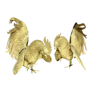 Vintage Boho Brass Roosters - a Pair