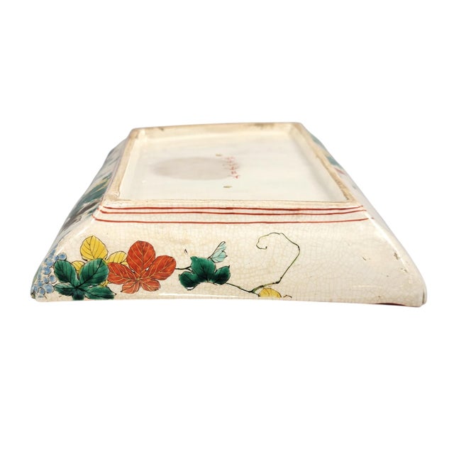 Meiji Rectangular Kutani Platter with Gilt Kinrande and Moriage Peonies For Sale - Image 5 of 16