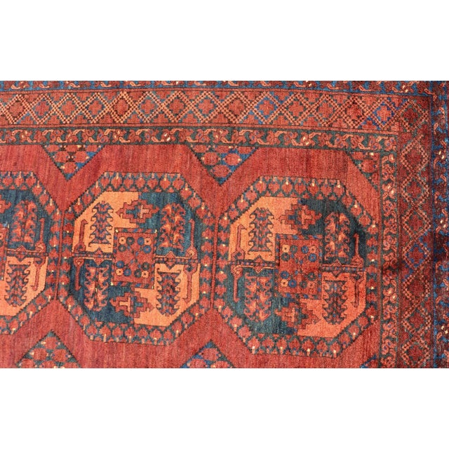Textile Early 20th Century Turkomen Ersari Rug in Wool With Repeating Sub-Geometric Gul Design For Sale - Image 7 of 13