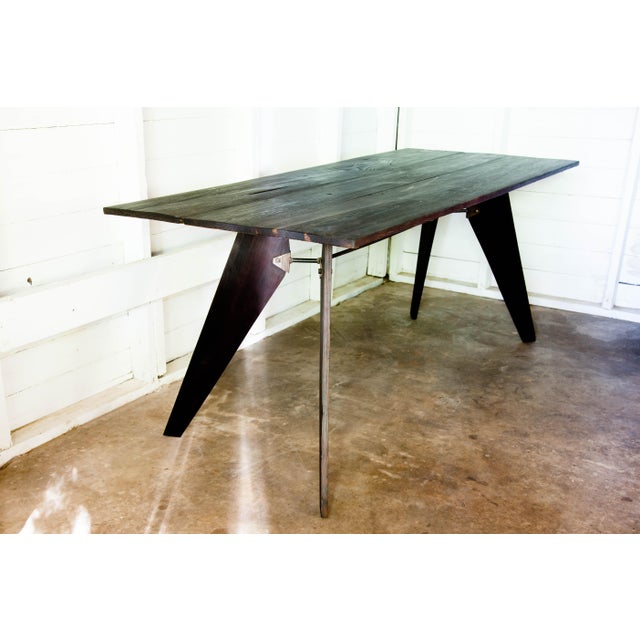 MidCentury Prouve Style Black Dining Utility Table Chairish