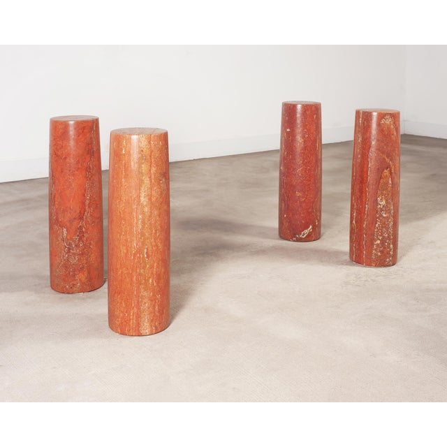 Mario Bellini Colonnato Persian Red Travertine Glass Dining Table For Sale - Image 13 of 18